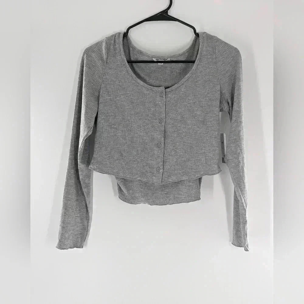Nordstrom BP Ripped Cropped Tank Top NWT Size Small Heather Grey